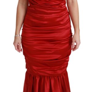 Red Silk Stretch Mermaid Bodycon Dress
