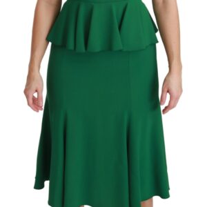 Green Heart Patch Mermaid Midi Viscose Dress