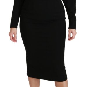 Black Bodycon Sheath Midi Stretch Dress