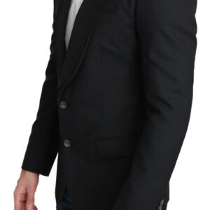 Black Single Breasted Formal Wool Blazer