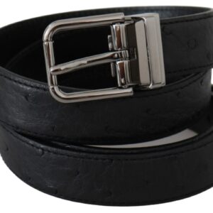 Black Exotic Skin Pattern Silver Buckle Belt
