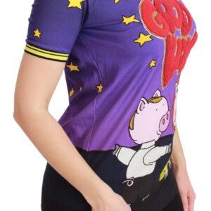 Purple YEAR OF THE PIG Top Cotton T-shirt