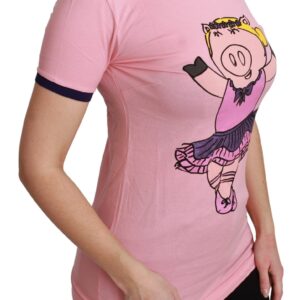 Pink YEAR OF THE PIG Top Cotton T-shirt