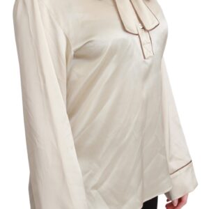 Beige Sleeve Top Queen Silk Satin Blouse