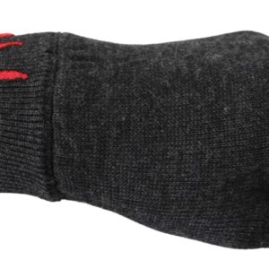 Gray #DGLovesLondon Embroidered Wool Gloves