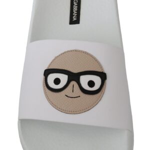 White Leather #dgfamily Slides Shoes Sandals