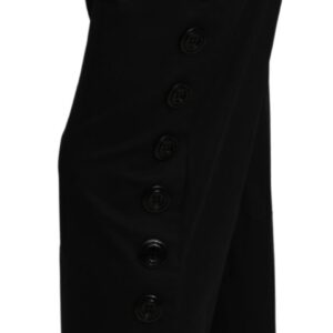 Black High Waist Cropped Cotton Stretch Pants