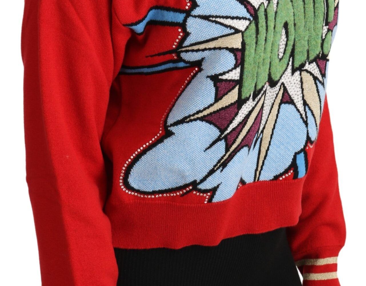 Red Knitted Cashmere Cartoon Top Sweater - Jag Couture London