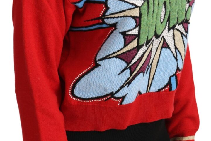 Red Knitted Cashmere Cartoon Top Sweater - Jag Couture London