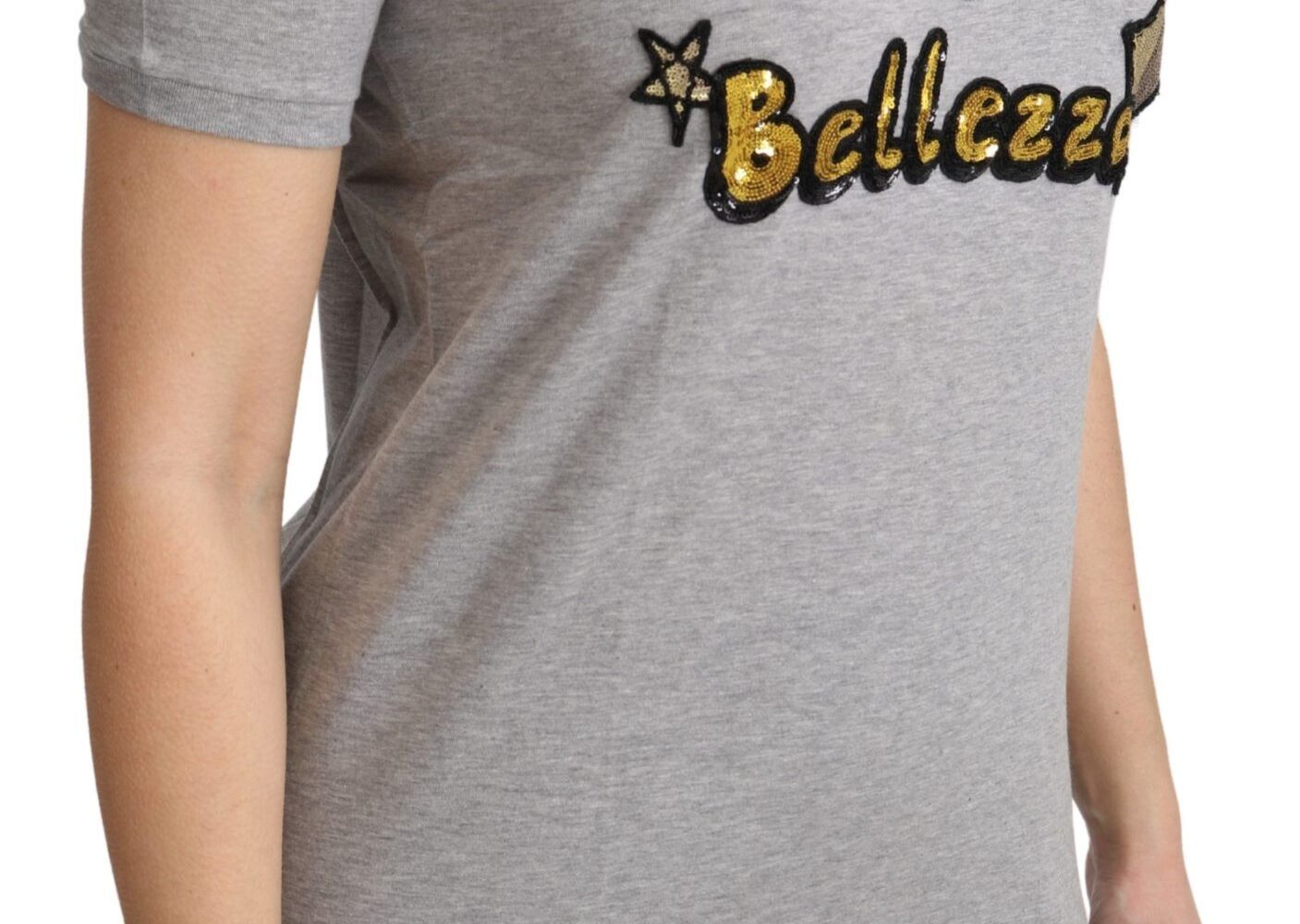 Gray Cotton Amore e Bellezza Top T-shirt - Jag Couture London