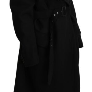 Virgin Wool Black Blazer Trenchcoat Jacket