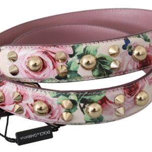 Pink Floral Leather Stud Accessory Shoulder Strap