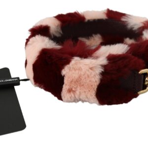 Pink Red Lapin Fur Accessory Shoulder Strap