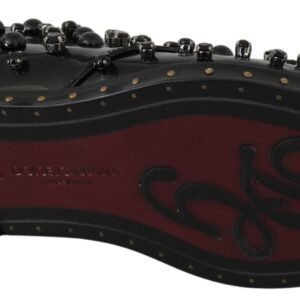 Black Leather Crystals Dress Broque Shoes