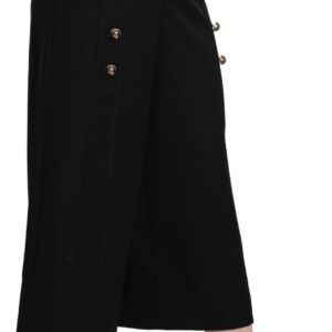 Black Wide Wool Leg Cropped Trouser Pant