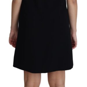Black Viscose Stretch A-line Shift Mini Dress