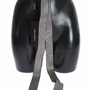 Black Silk Clear Crystal Bow Waist Belt
