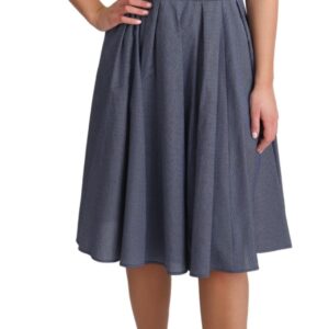 Blue Polka Cotton A-Line Stretch Dress