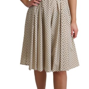 Beige Polka Dotted Cotton A-Line Dress