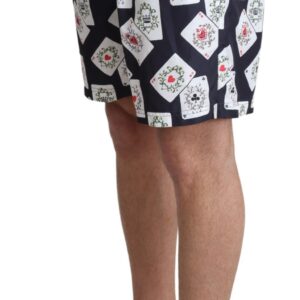 Black Card Deck Print Beachwear Swimshorts
