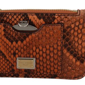 Brown Leather Coin Purse Wristlet Mirror AGNESE Wallet