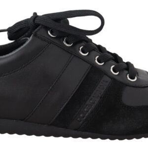 Black Logo Leather Casual Sneakers Shoes
