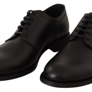 Black Leather Lace Up Mens Formal Derby Shoes