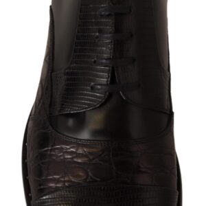 Black Leather Exotic Skins Formal Shoes