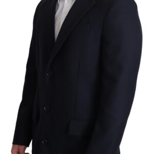 Dark Blue Wool Single Breasted Coat Jacket