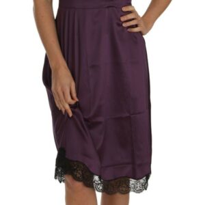 Purple Silk Stretch Black Lace A-Line Dress