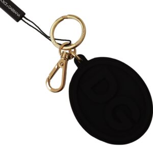 Black Rubber DG Logo Gold Brass Metal Keyring Keychain
