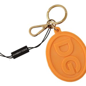 Orange Rubber DG Logo Gold Brass Metal Keychain