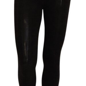 Black Wool Stretch Tights Stocking Socks