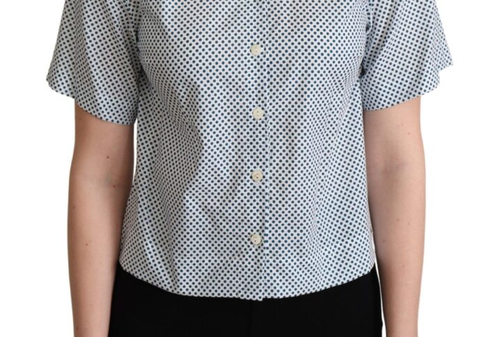 White Blue Polka Dot Cotton Shirt | Jag Couture London – New York