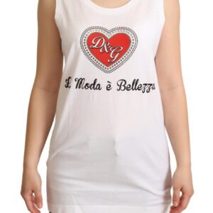 White La Moda Crystal Tank Top T-shirt