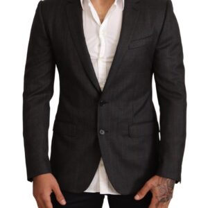 Gray Check Wool Slim Fit Blazer Jacket