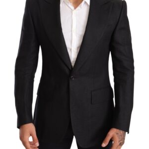 Black Linen Slim Fit Coat Jacket Blazer