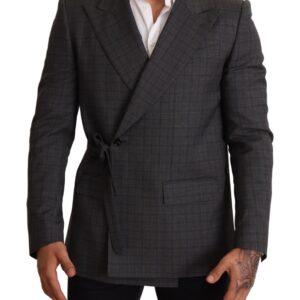 Gray Check Wool Slim Fit Blazer Jacket