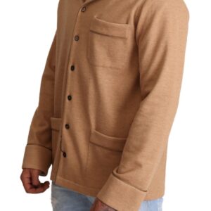 Brown Cotton Button Collared Coat Jacket