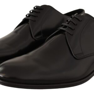 Black Leather Lace Up Men Dress Derby Shoes