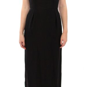 Black Silk Shortsleeve Gown Maxi IT Dress