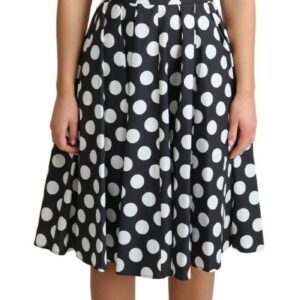 Black Polka Dotted Cotton A-Line Dress
