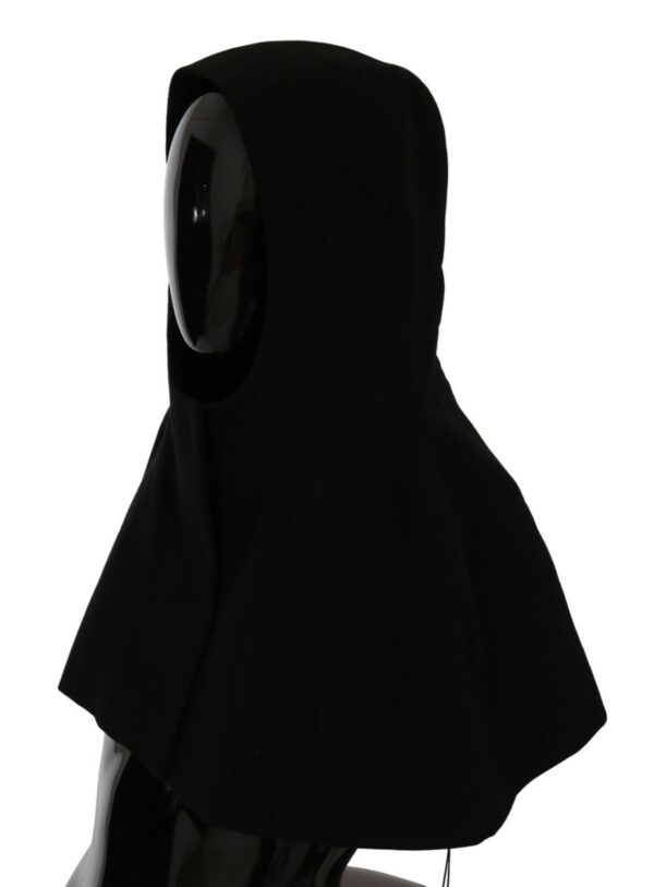 Black Wool Whole Head Hooded Scarf Hat