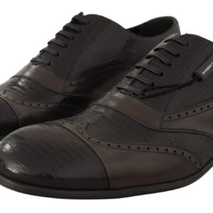 Brown Lizard Skin Leather Oxford Dress Shoes