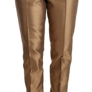 Gold Silk Tapered Trouser Metallic Pants
