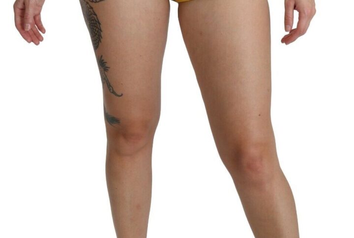 Yellow Black Cotton Jewelled Hot Pants Shorts - Jag Couture London