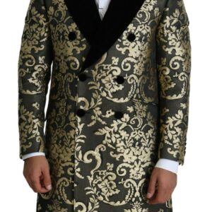 Black Gold Jacquard Long Coat SICILIA Jacket