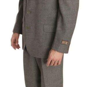 Brown Wool Regular Single  Breasted Suit