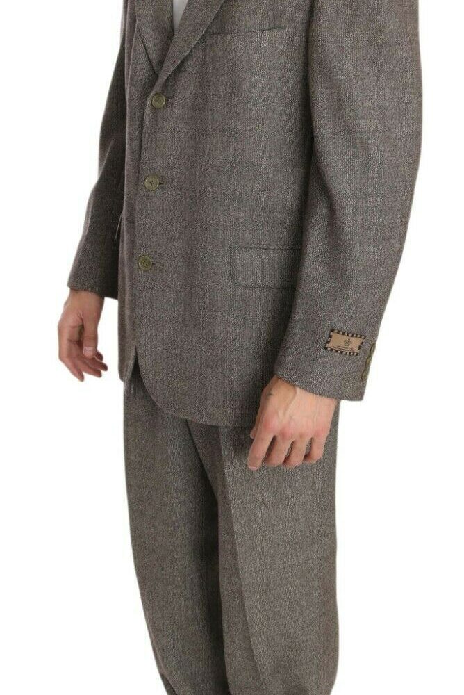 Brown Wool Regular Single  Breasted Suit - Jag Couture London