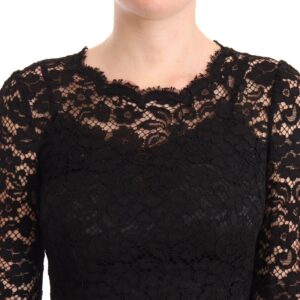 Black Cotton Lace Mermaid Long Sleeves Dress